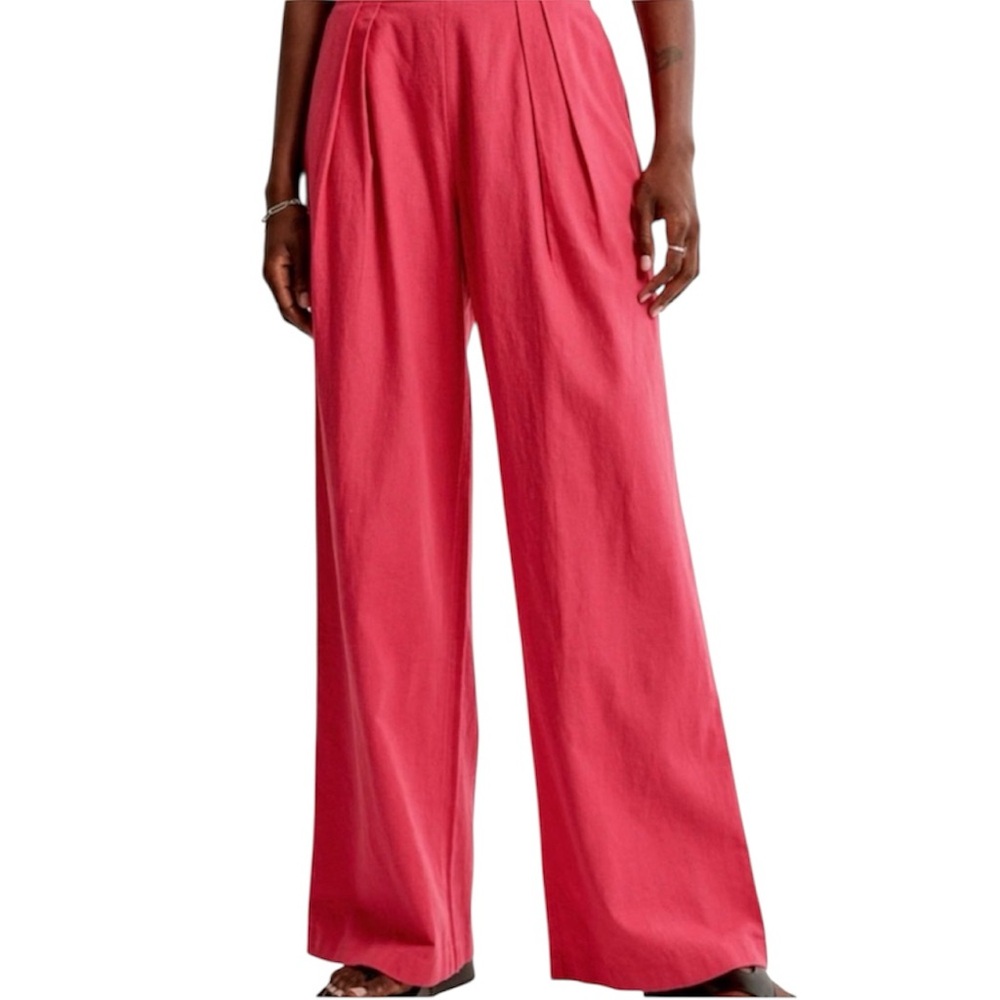 Abercrombie & Fitch Women's Pink Wide-Leg Trousers